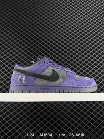 Nike SB Dunk Low x Supreme Purple And Gray With Black Swoosh 36-46 5 Skate - Unisex (BS-74035)