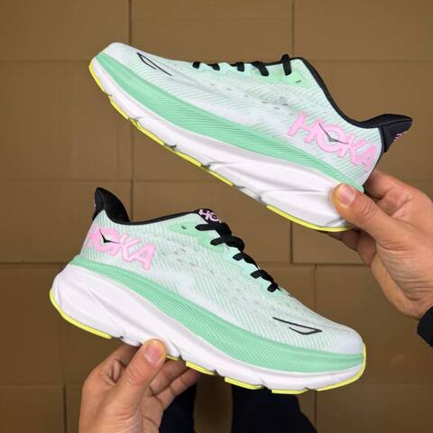 HOKA ONE ONE Clifton 9 Mint Green White Black Pink Yellow Running Shoe Running Sneakers BS-86859