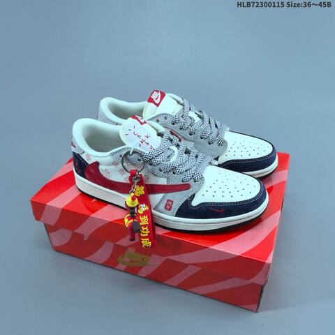 Jordan Travis Scott x Air Jordan 1 Low Sail Red Navy Grey EU 36-45 Casual - Unisex (BS-66963)