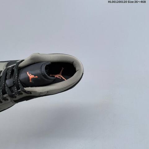 Jordan Air Jordan 1 Low Olive Grey Black Orange 36 46B Casual - Women s BS-66912
