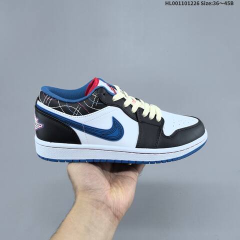 Jordan Air Jordan 1 Low Black White Blue Red 36 45B Basketball - Women's (BS-67264)