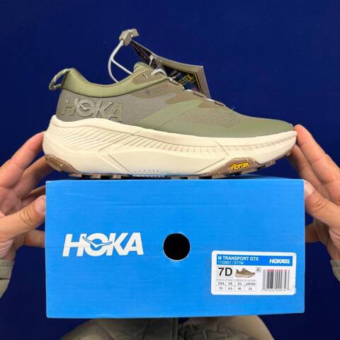 HOKA Transport GTX Olive Green Off White Brown Trail Shoe Trail Running Sneakers BS-86832