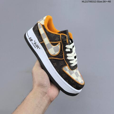 Nike Air Force 1 07 Low Brown White Orange Black EU 36-40 Sneaker - Unisex BS-61329