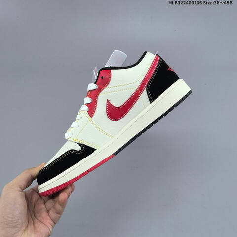Jordan Air Jordan 1 Low White Black Red EU 36-45 Casual - Unisex (BS-67079)