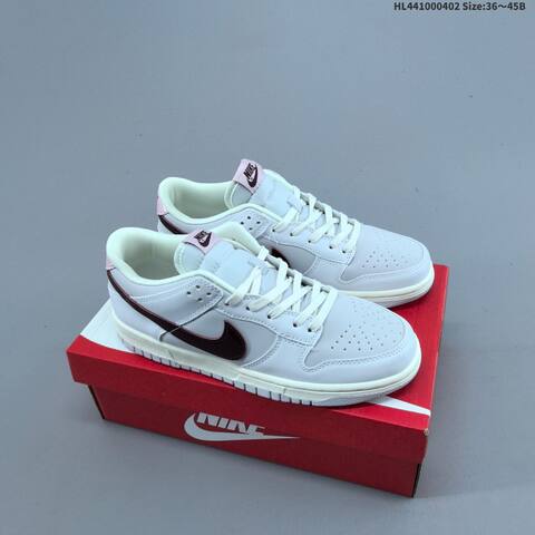 Nike SB Dunk Low White Light Grey Pink Burgundy EU 36-45 Skate Shoe - Unisex (BS-60975)