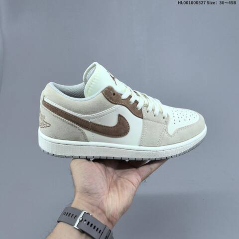 Jordan Air Jordan 1 Low White Beige Brown 36 45B Casual - Women's (BS-65860)