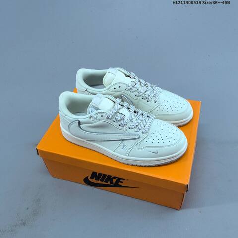 Nike Air Jordan 1 x Travis Scott White Black Teal 36 46B Lifestyle - Women's (BS-65929)