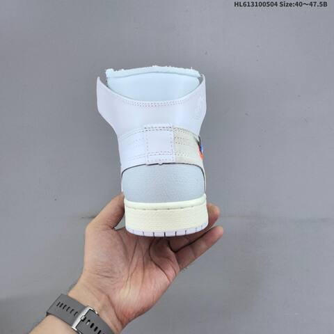 Jordan Air Jordan 1 High OG x Off-White White Light Blue Cream With Orange And Blue Accents 40 47 5 Lifestyle - Men's (BS-66053)