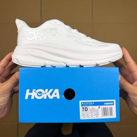 HOKA Clifton 9 All White Running Shoe Running Sneakers BS-86866