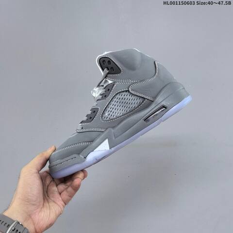 Jordan Air Jordan 5 Retro Wolf Grey White 40 47 5 Basketball - Men's (BS-65820)