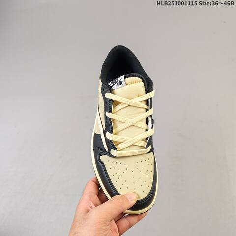 Nike Air Jordan 1 Low OG x Travis Scott Black Sail Cream 36 46B Casual - Women's (BS-63672)