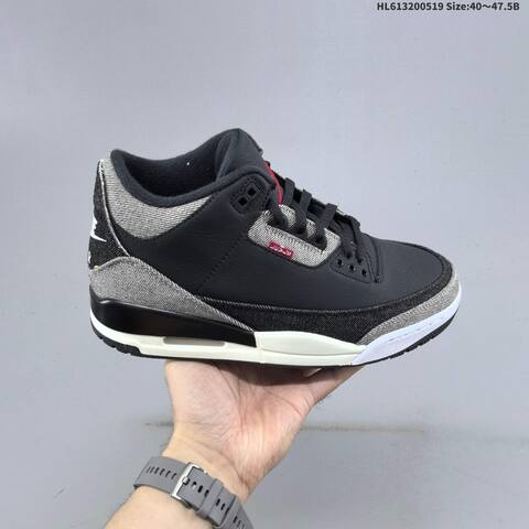 Jordan Air Jordan 3 Retro SP x Levi s Black Grey White EU 40-47 5 Basketball - Men's (BS-65927)