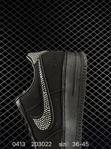 Nike Air Force 1 07 Black With Rhinestone Swoosh Accents EU 36-45 Lifestyle - Unisex (BS-72125)