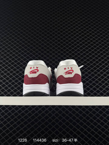 Nike Air Max 1 White Light Gray Burgundy 36-47 5 Lifestyle - Unisex (BS-73480)