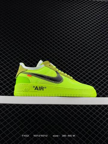 Nike Air Force 1 07 Low x Off-White Neon Yellow Volt With Black Swoosh And Tan Accents EU 36-45 Lifestyle - Unisex (BS-74416)
