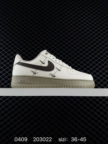Nike Air Force 1 07 Low Two Colorways 1 Sail White Upper With Dark Brown Swoosh Olive Midsole Outsole Metallic Mini Swoosh Accents 2 White Upper With Patent Black Swoosh And Heel Detail White Midsole Outsole EU 36-45 Lifestyle - Unisex (BS-72223)