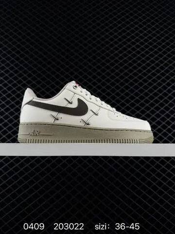 Nike Air Force 1 07 Low Two Colorways 1 Sail White Upper With Dark Brown Swoosh Olive Midsole Outsole Metallic Mini Swoosh Accents 2 White Upper With Patent Black Swoosh And Heel Detail White Midsole Outsole EU 36-45 Lifestyle - Unisex BS-72223