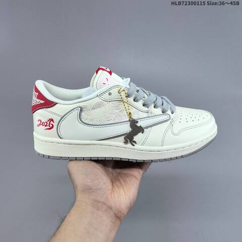 Jordan Travis Scott x Air Jordan 1 Low Sail Red Navy Grey EU 36-45 Casual - Unisex (BS-66963)