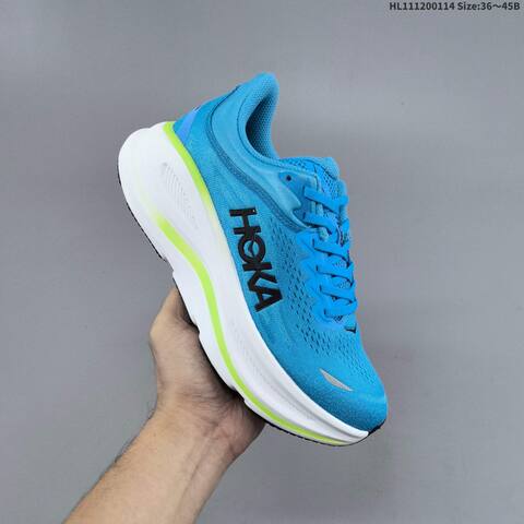 HOKA Bondi 9 Blue White Neon Green Black EU 36-45 Running Shoe Running Sneakers - Unisex (BS-69402)