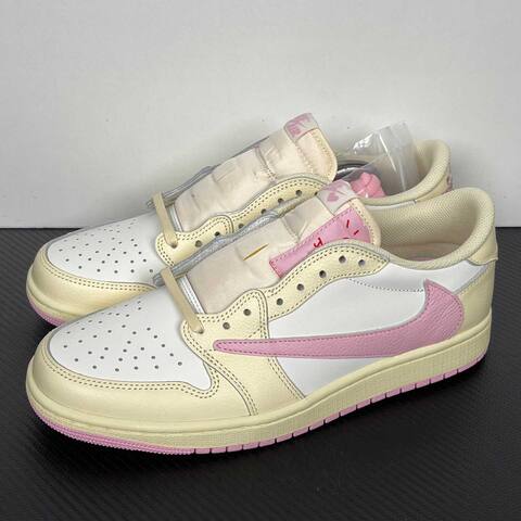 Jordan Travis Scott x Air Jordan 1 Low OG SP IQ7604-100 White Cream Pink Yellow Sneaker (BS-87192)