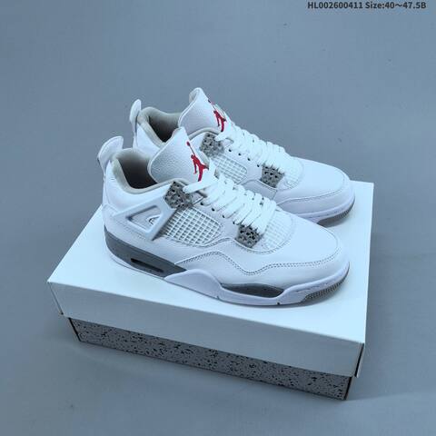Jordan Air Jordan 4 Retro White Oreo White Tech Grey Black Fire Red EU 40-47 5 Basketball - Men's (BS-66249)