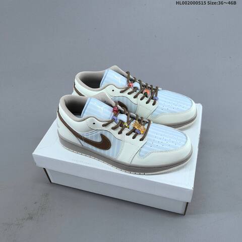 Jordan Air Jordan 1 Low White Light Blue Brown 36 46B Casual - Women's (BS-65953)