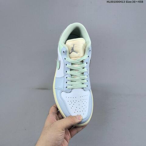 Jordan Air Jordan 1 Low Light Blue White Mint Green Cream 36 45 Casual - Unisex (BS-66211)