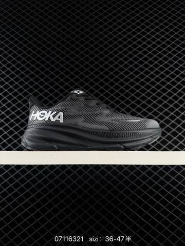 HOKA ONE ONE Clifton 9 Black Dark Grey White EU 36-47 Running Shoe Running Sneakers - Unisex (BS-86162)