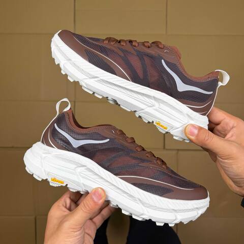 HOKA Mafate Speed 4 LITE Dark Brown White Trail Shoe Trail Running Sneakers (BS-86934)