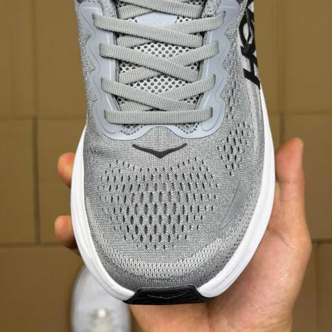 HOKA Bondi 9 Grey White Black Running Shoe Running Sneakers (BS-86910)