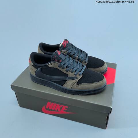 Nike Air Jordan 1 Low Olive Grey Black Red 36 47 5 Casual - Unisex (BS-66905)