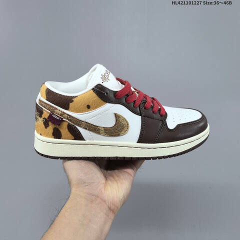 Jordan Air Jordan 1 Low White Brown Red Gold Animal Print EU 36-46 Lifestyle - Unisex (BS-67233)