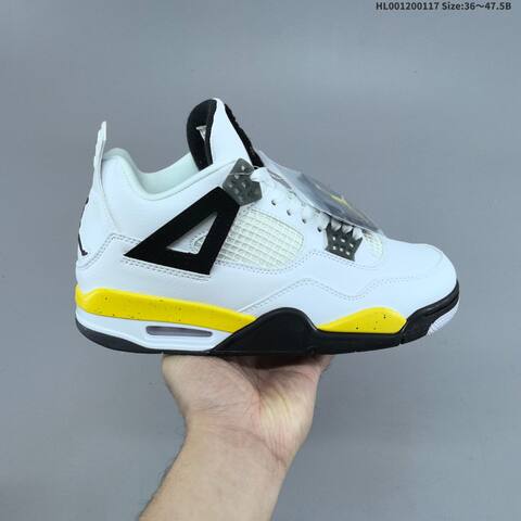Jordan Air Jordan 4 Retro White Black Yellow EU 36-47 5 Basketball - Unisex (BS-66948)