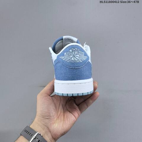 Jordan Air Jordan 1 Low Blue Denim White 36 47B Lifestyle - Women's (BS-66221)