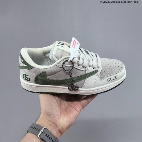 Jordan Air Jordan 1 Low x Travis Scott White Grey Olive Green EU 36-45 Lifestyle - Unisex (BS-65832)