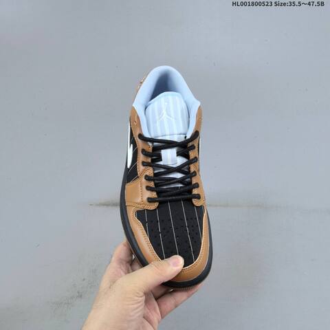 Jordan Air Jordan 1 Low Light British Tan Black White Light Blue 35 5 47 5B Lifestyle - Unisex (BS-65892)