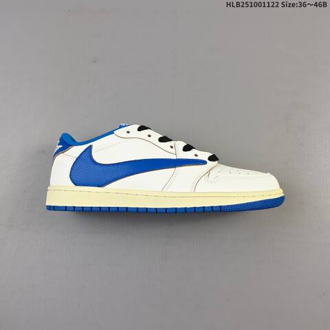 Nike Air Jordan 1 Low x Travis Scott White Blue Cream Black 36 46B Lifestyle - Women's (BS-63241)