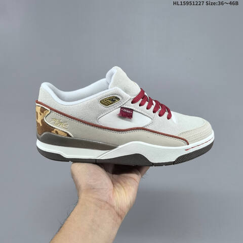 Jordan Flight Court White Grey With Burgundy Laces And Gold Accents 36 46 Lifestyle - Unisex (BS-67229)