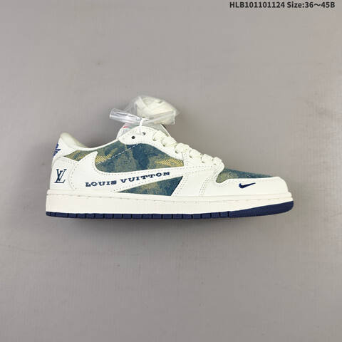 Jordan Air Jordan 1 Low White Navy Blue Denim EU 36-45 Basketball - Unisex (BS-63154)