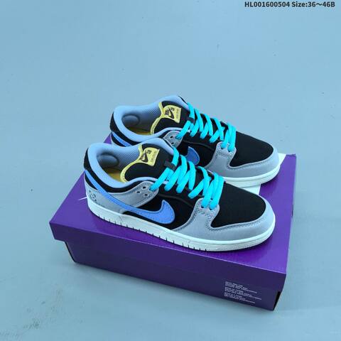 Nike SB Dunk Low Black Grey Light Blue Sail Yellow EU 36-46 Skate Shoe - Unisex (BS-60533)