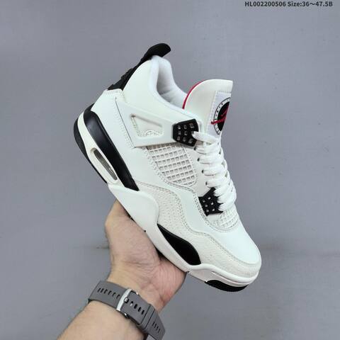 Jordan Air Jordan 4 Retro White Black Red 36 47 5 Basketball - Unisex BS-66030