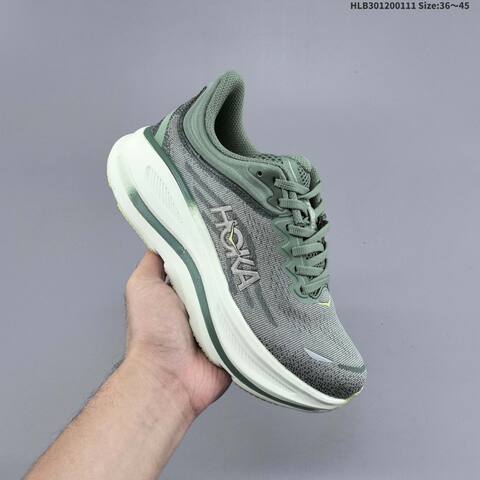 HOKA Bondi 9 Sage Green White Pale Yellow EU 36-45 Running Shoe Running Sneakers - Unisex (BS-69407)