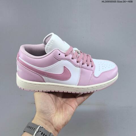 Nike Air Jordan 1 Low Pink And White 36 40B Casual - Women's (BS-66029)