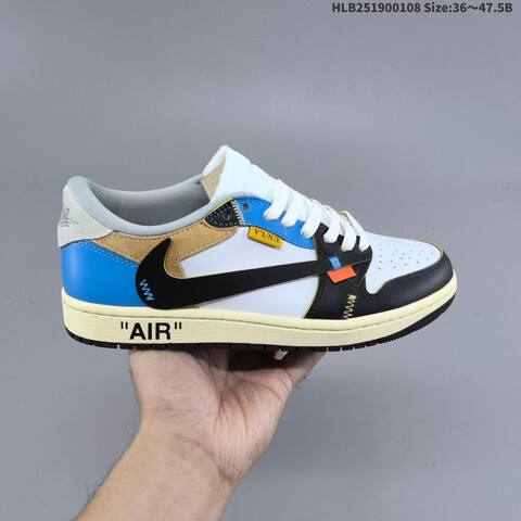 Nike Air Jordan 1 Low x Travis Scott Reverse Mocha White Black Blue Beige 36 47 5 Casual - Unisex (BS-67053)