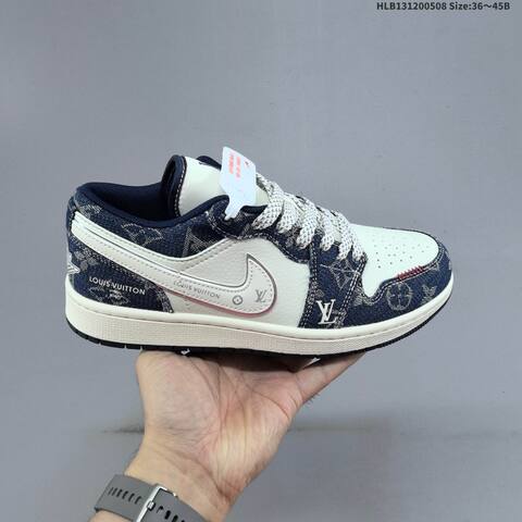 Jordan Air Jordan 1 Low White Navy Blue Black EU 36-45 Casual - Unisex (BS-66007)