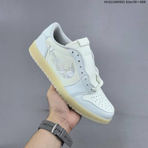 Jordan Air Jordan 1 Retro Low OG White Cream With Floral Embroidery EU 36-46 Casual - Unisex (BS-66071)