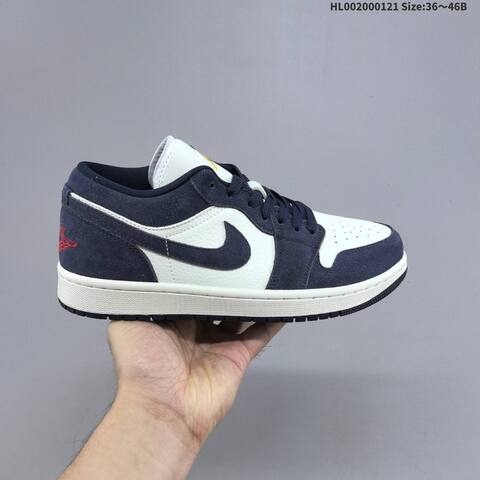 Jordan Air Jordan 1 Low Obsidian Suede White Navy 36 46B Casual - Women's (BS-66895)