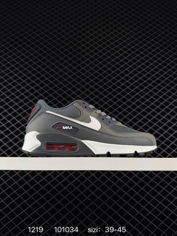 Nike Air Max 90 Grey Black White With Red Air Unit 39-45 Lifestyle - Unisex (BS-73607)
