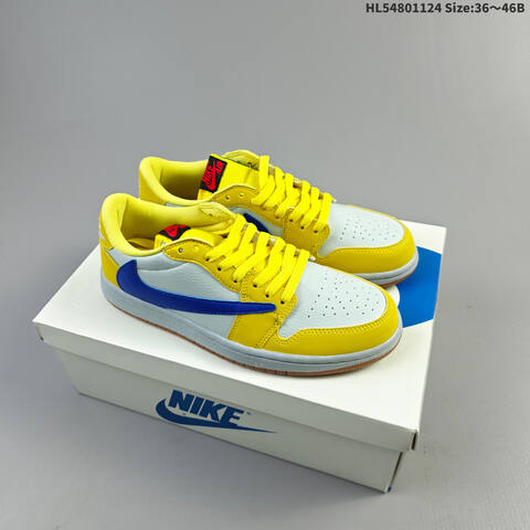 Jordan Air Jordan 1 Low x Travis Scott DM7866-140 White Yellow Blue EU 36-46 Casual - Unisex (BS-63169)