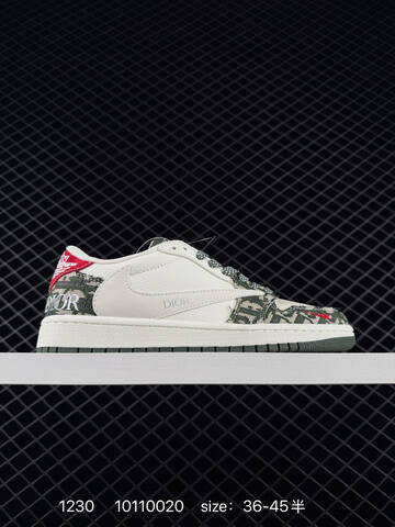 Jordan Air Jordan 1 Low Travis Scott Custom White Grey Black Yellow Red EU 36-45 Sneaker - Unisex BS-79942